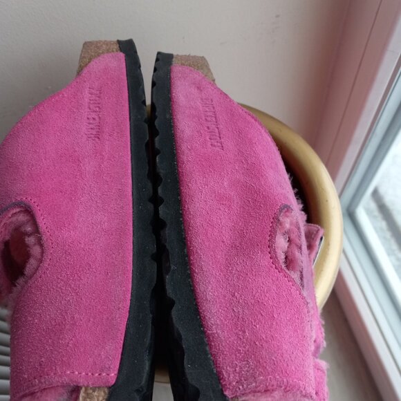 Birkenstock Arizona Pink Shearling Suede Sandals Size 39 US 8 - 8.5 - Picture 13 of 16
